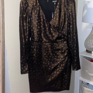 Long sleeve metallic dress